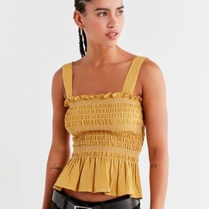 Urban Outfitters Smocked Square Neck Yellow Cami💛